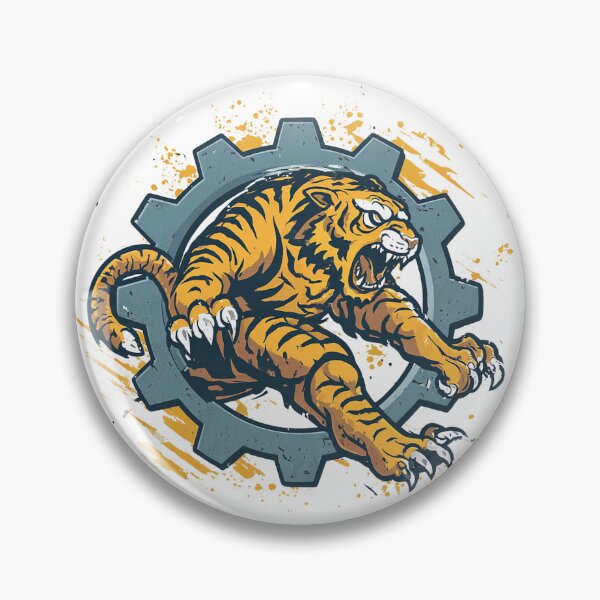 Item preview, Industrial Fury – Tiger Breaking Through Gear Emblem designed and sold by Alphakenon.
