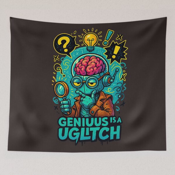 Item preview, Genius Is a Glitch – Cyber Nerd Bot Art designed and sold by Thaivi Design.