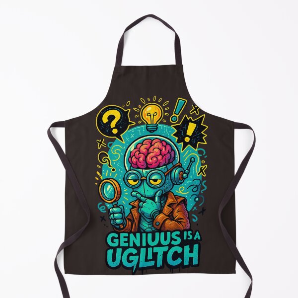 Item preview, Genius Is a Glitch – Cyber Nerd Bot Art designed and sold by Thaivi Design.
