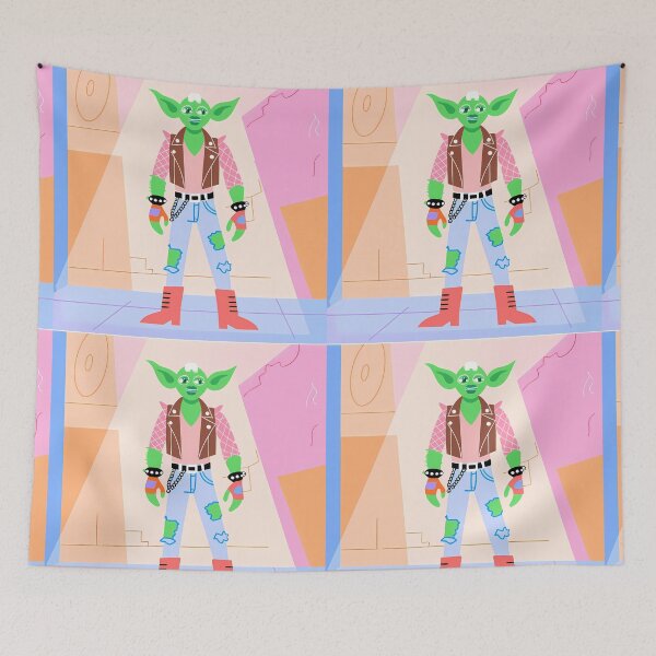 Item preview, Punk Yoda in Vibrant Urban Scene designed and sold by ART ATTACK ZONE.
