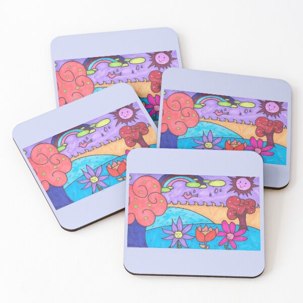 Item preview, Whimsical Colorful Landscape Drawing designed and sold by Harold-Inks.