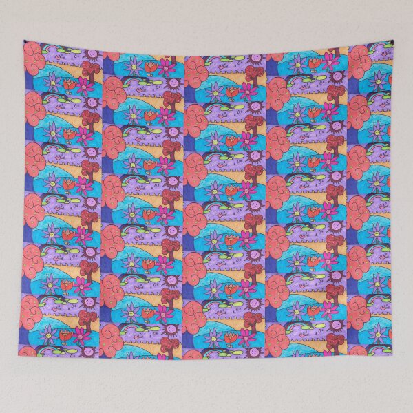 Item preview, Whimsical Colorful Landscape Drawing designed and sold by Harold-Inks.