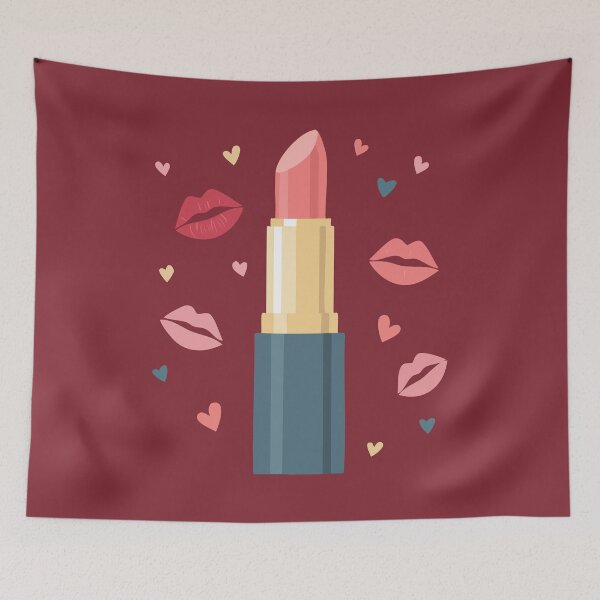 Item preview, Lipstick lip prints and hearts in pastel colors designed and sold by angel-cat-22.