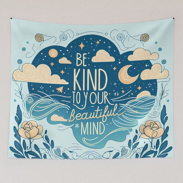 Item preview, Be Kind to Your Beautiful Mind, typography designed and sold by maxmaj.