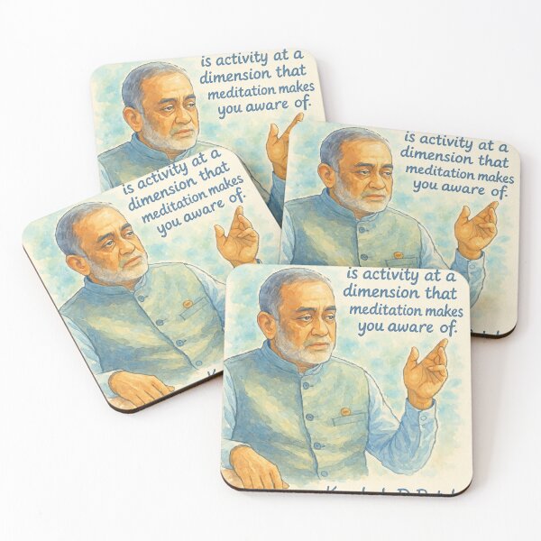 Item preview, Stillness in Motion – Daaji Watercolor Portrait with Quote designed and sold by shreeradha.