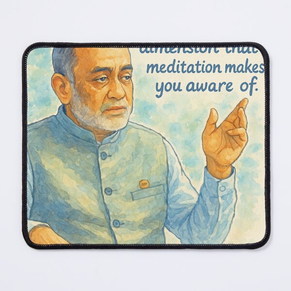 Item preview, Stillness in Motion – Daaji Watercolor Portrait with Quote designed and sold by shreeradha.