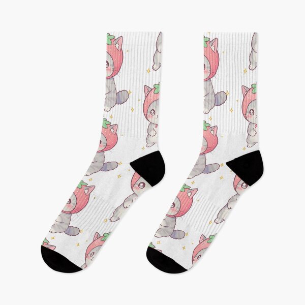 Item preview, Gray cat with strawberry hat designed and sold by Cherry Dreams.