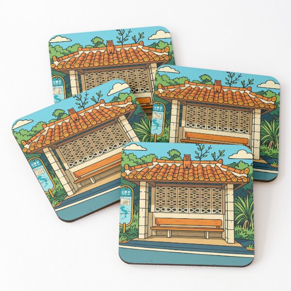 Item preview, Okinawa Bus Stop | Tropical Retro Vibes - Island Serenity designed and sold by GeEeN.