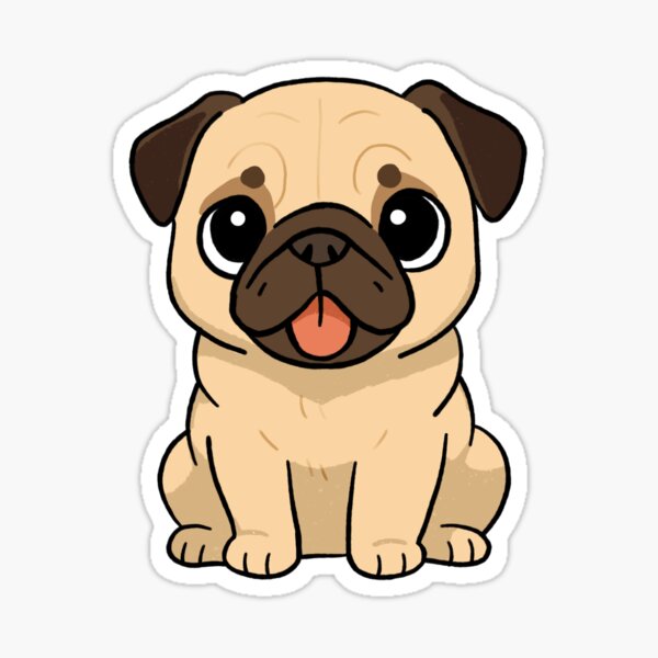 Vista previa del artículo con la obra «Lindo cachorro de pug sentado», diseñado y vendido por CritterArts.