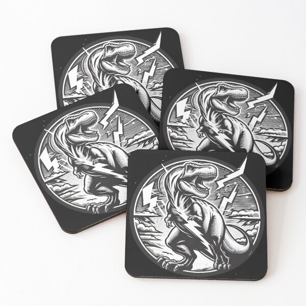 Item preview, Fierce T-rex with Thunder, Graphic style no.3 designed and sold by DreamagineArtDesign.