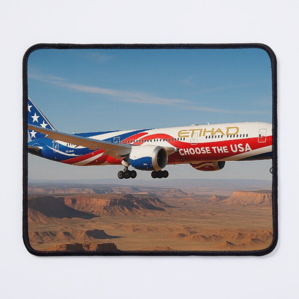 Item preview, Etihad 787 in Choose the USA Livery Over the Desert designed and sold by Skyframe Aviation.