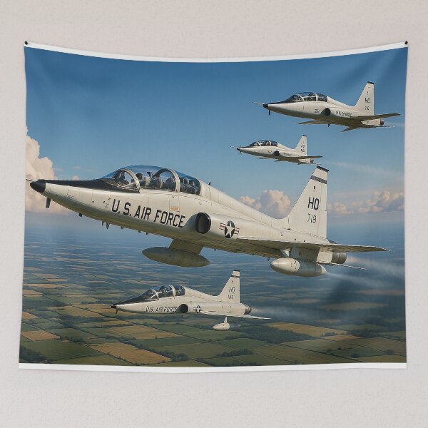 Item preview, T-38 Talons in Formation Over Farmland designed and sold by Skyframe Aviation.