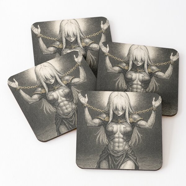 Item preview, Chained Muscular Anime Girl Kneeling Gothic Warrior designed and sold by Hirvipelto.