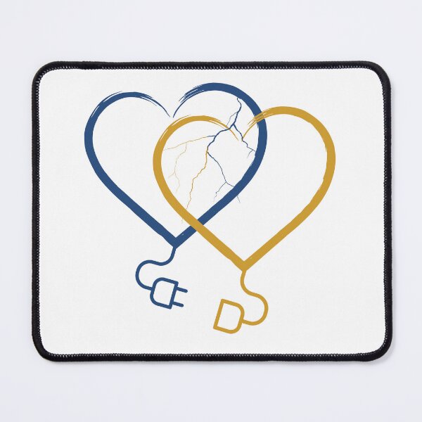 Item preview, Two hearts with wires and an energy lightning bolt designed and sold by Craftbrush.