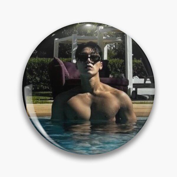 Item preview, ATEEZ Choi San in the pool sticker abs 에이티즈 GOLDEN HOUR Part 3 Lemon Drop Title Poster kpop atiny summer boyfriend vibes designed and sold by Kpop-Noona.