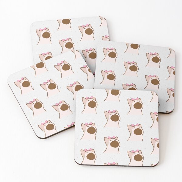 Item preview, Surprised Kawaii Cat with Pink Bow designed and sold by ajito-dulce.