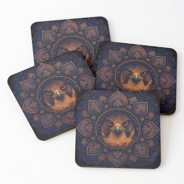 Item preview, Falcon of the Stars – Celestial Mandala Bird Art designed and sold by ebada-art.