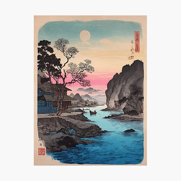 Item preview, Serene Nature Ukiyo-e designed and sold by bapupa.