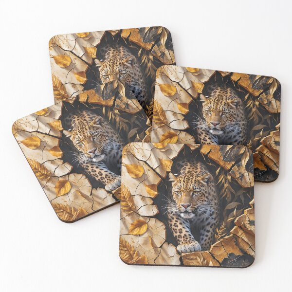 Item preview, Veinbound Leopard – Cracked Earth & Golden Foliage Power by LaLi Designs designed and sold by LaLi-Designs.