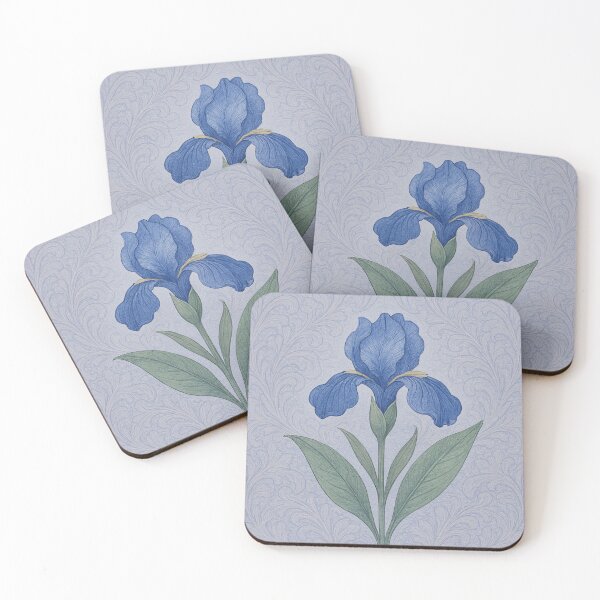 Item preview, Iris Reflection – Deep Blue Bloom on Full Damask – Classic Botanical Pattern with Artistic Texture designed and sold by windylize.