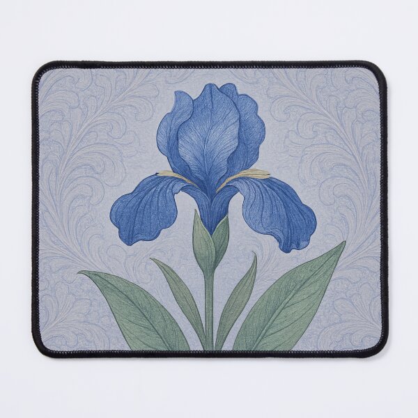 Item preview, Iris Reflection – Deep Blue Bloom on Full Damask – Classic Botanical Pattern with Artistic Texture designed and sold by windylize.