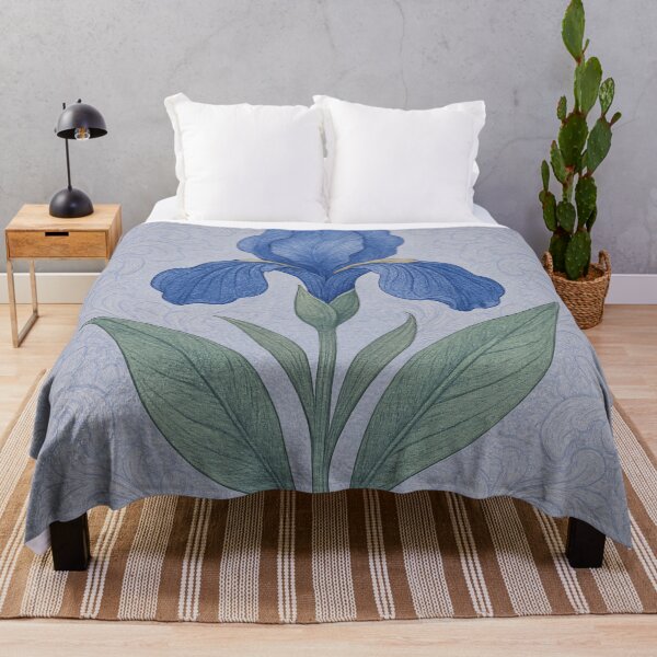 Item preview, Iris Reflection – Deep Blue Bloom on Full Damask – Classic Botanical Pattern with Artistic Texture designed and sold by windylize.