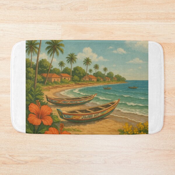 Item preview, Painted Boats and Hibiscus in Bakau, Gambia designed and sold by Aryabek.