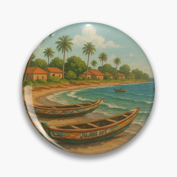 Item preview, Painted Boats and Hibiscus in Bakau, Gambia designed and sold by Aryabek.