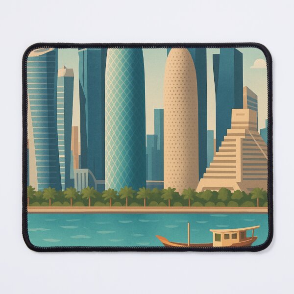 Item preview, Doha Skyline and Dhow Boat, Qatar designed and sold by Aryabek.