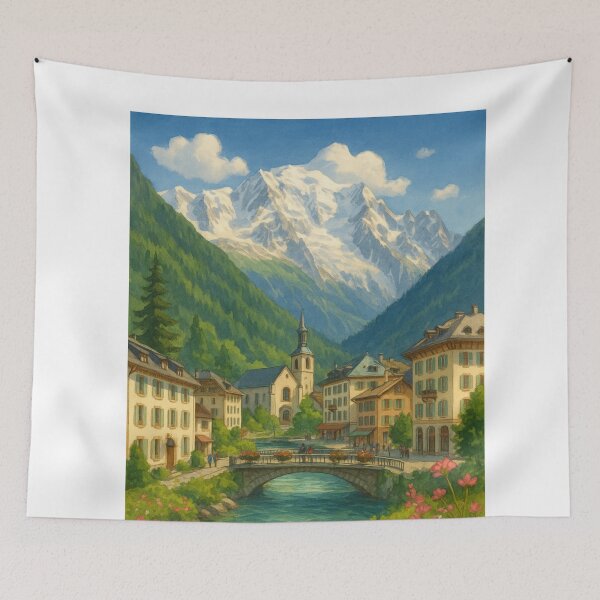 Item preview, Chamonix-Mont-Blanc Village and River designed and sold by Aryabek.