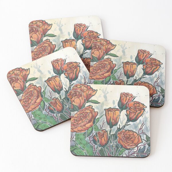 Item preview, Orange roses with brambles designed and sold by Joan and Rose.