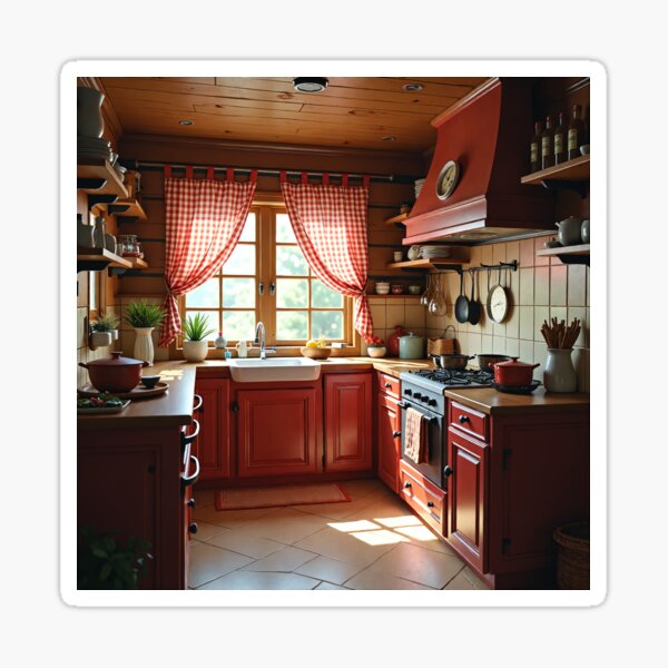 Item preview, Apartment Decorating - Cozy French Country Kitchen with Red Accents designed and sold by Dreams--Cape.