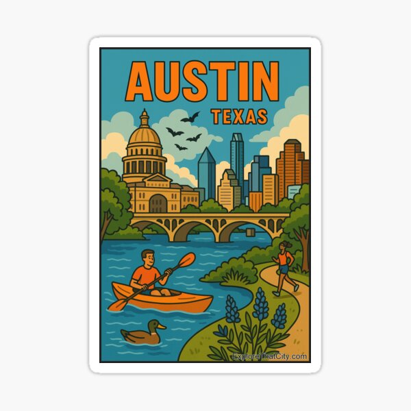 Item preview, Austin, Texas – Retro Travel Design designed and sold by Explore That City.