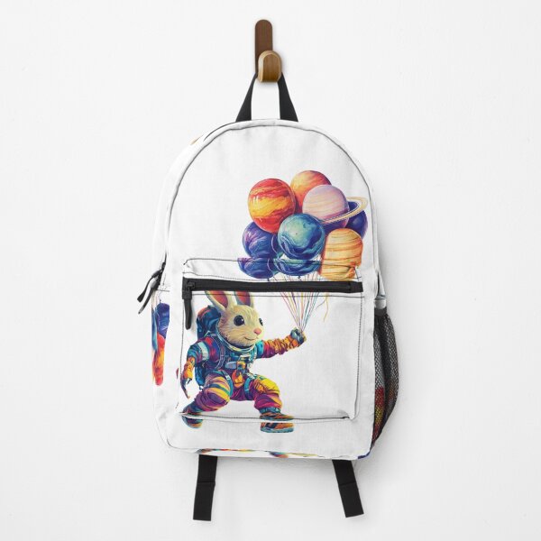 Item preview, Funny Space Bunny with Planet Balloons – Cosmic Astronaut Rabbit Design designed and sold by JRprojects.