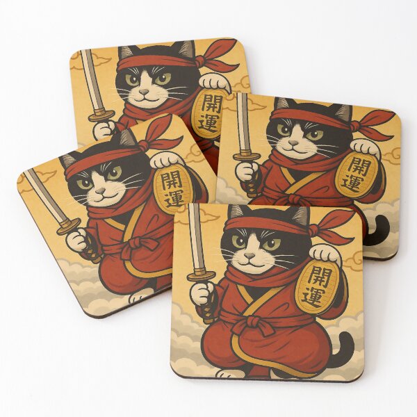 Item preview, Lucky Ninja Cat — Maneki Neko Samurai designed and sold by Zen Cat Studio.