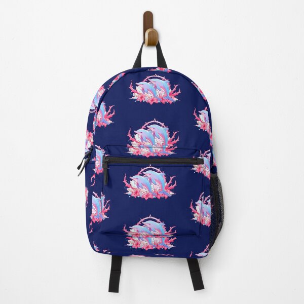 Item preview, Fantasy Pink Dolphins Splash with Hibiscus designed and sold by KiraChie.