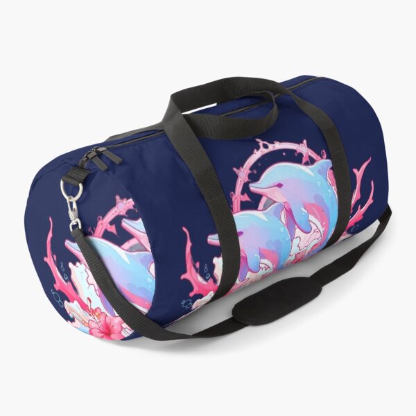 Item preview, Fantasy Pink Dolphins Splash with Hibiscus designed and sold by KiraChie.