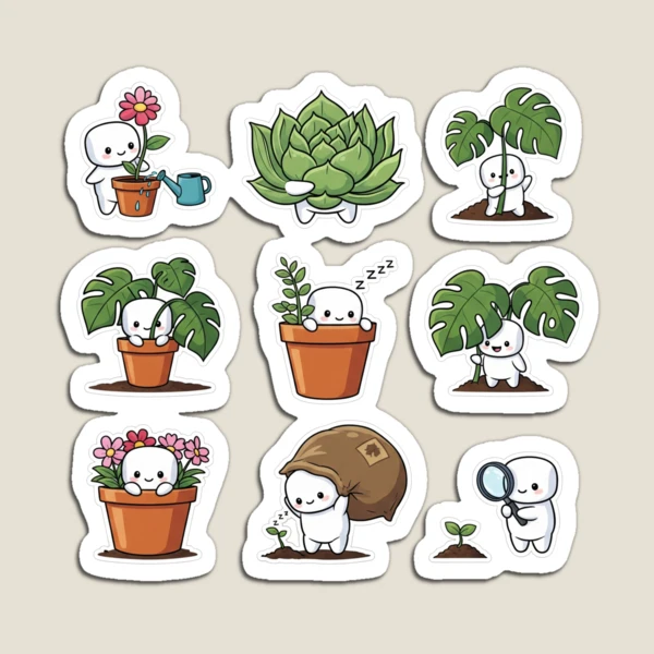 Pip the Plant Parent - Cute Gardening & House Plant Sticker Pack — Magnet by BiMood
