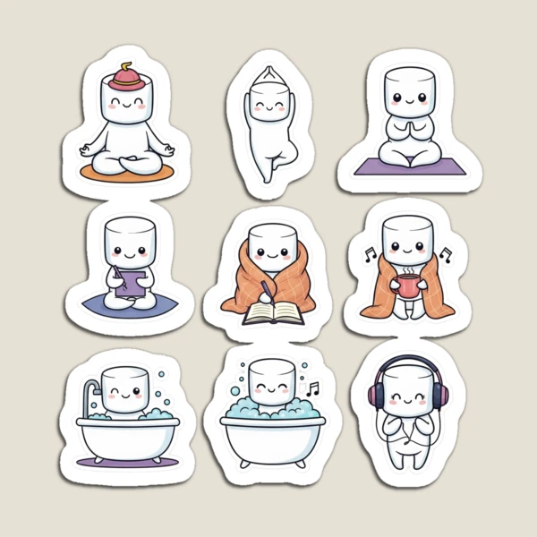 Pip's Mindful Moments - Cute Self-Care & Yoga Sticker Pack — Magnet by BiMood