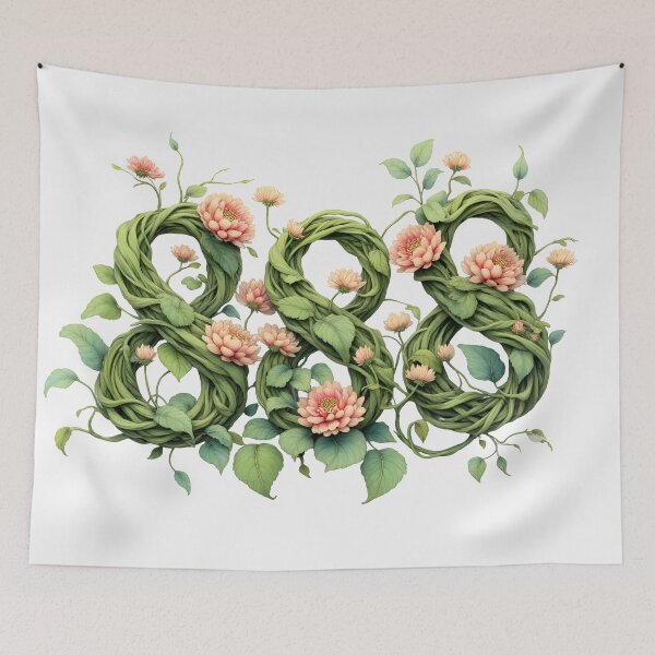 Item preview, Angel Number 888 – ABUNDANCE with Golden-Red Chrysanthemums designed and sold by SolaoLab.