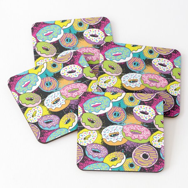 Item preview, Donut Delights - Funky Retro Donut Pattern Decor - Kids Room Decor - 80's cartoon style donuts - Doughnut designed and sold by Vision-Tees.