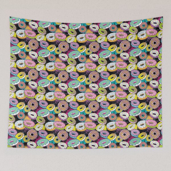Item preview, Donut Delights - Funky Retro Donut Pattern Decor - Kids Room Decor - 80's cartoon style donuts - Doughnut designed and sold by Vision-Tees.