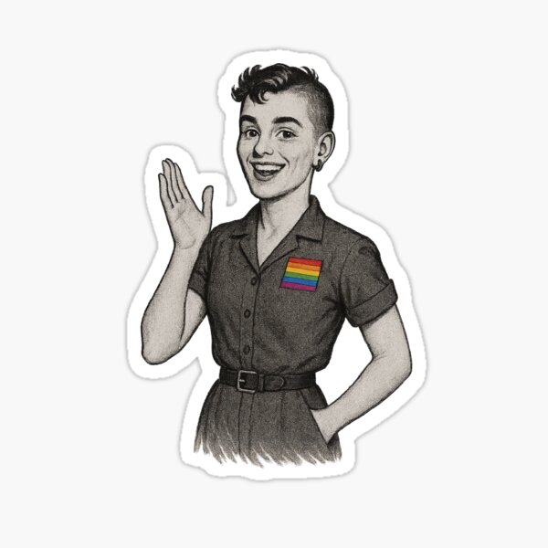 Item preview, Queer Joy in the 1950s – Retro Ink Illustration designed and sold by SoftGridStudio.