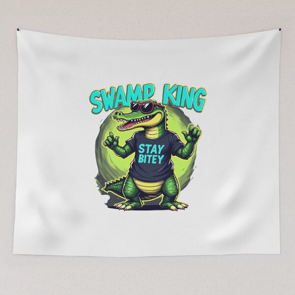 Item preview, Swamp King Gator “Stay Bitey” Cartoon Graphic designed and sold by tonyartprints.