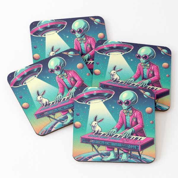 Item preview, the alien and the rabbit playing music designed and sold by Dogandesighn.