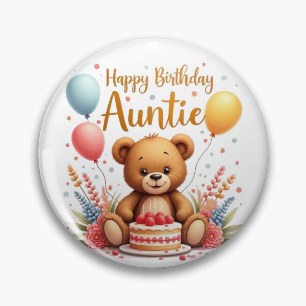 Item preview, Copy of  Happy birthday Auntie, sweet teddy bear with birthday cake designed and sold by nicnacc.