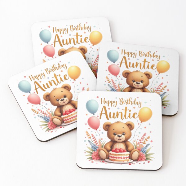 Item preview, Copy of  Happy birthday Auntie, sweet teddy bear with birthday cake designed and sold by nicnacc.