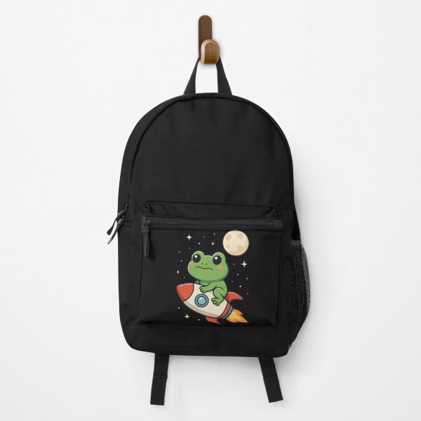 Item preview, Frog on Rocket Heading to the Moon – Cute Space Adventure Art designed and sold by ColorSplash123.