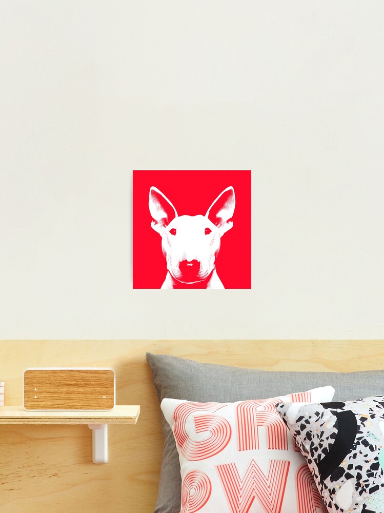 Thumbnail 2 of 3, Photographic Print, Bull Terrier White And Redish Pop Art Retro Chic Design For Bull Terrier Owners, Bull Terrier Moms, Bull Terrier Dads & Bull Terrier Lovers designed and sold by K9ish.