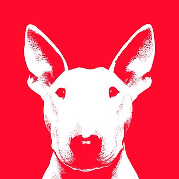 Artwork thumbnail, Bull Terrier White And Redish Pop Art Retro Chic Design For Bull Terrier Owners, Bull Terrier Moms, Bull Terrier Dads & Bull Terrier Lovers by K9ish